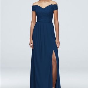 David’s Bridal Off-the-Shoulder Bridesmaid Dress